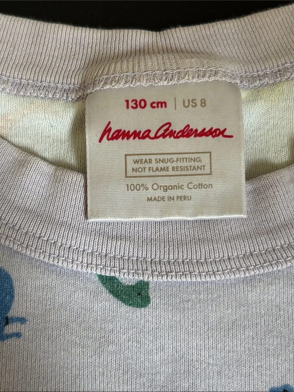 Hanna Andersson Lavender & Multicolor Dinosaur Organic Cotton Pajamas sz 8 / 130